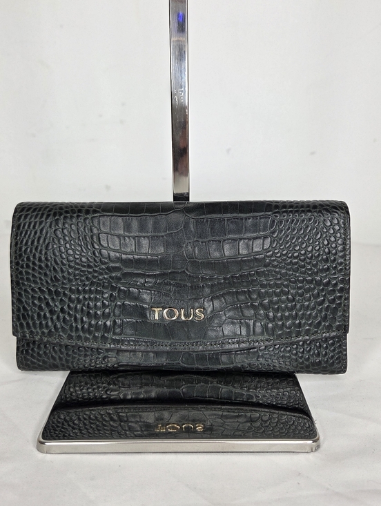 Tous Handbags - TOUS Dark Green Croc-Embossed Leather Wallet